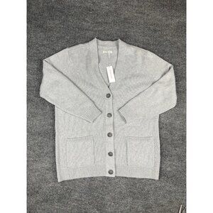Outerknown  Sweater Small Grey Boyfriend Cardigan Merino Wool Cashmere MSRP $450
